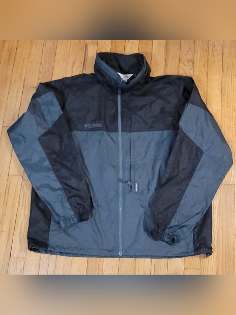 Columbia Sportswear Mens XL Hooded Jacket Green Black Full Zip Lightweight